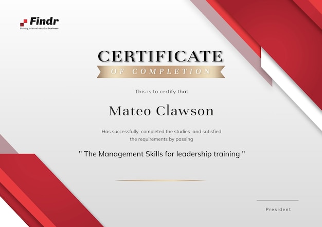 Modelo de certificado de formação editável de design moderno