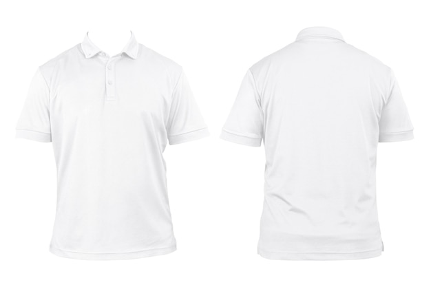 modelo de colarinho de camisa em branco modelo de camisa branca simples isolada vista frontal e traseira modelo de camisa polo imprimível apresentação de corte caminho de roupa em branco para design