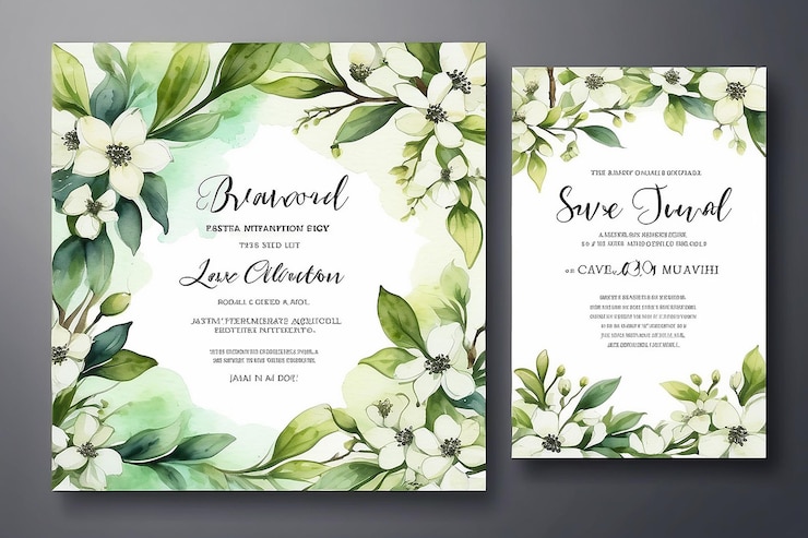 Foto modelo de convite de casamento diy madeira de cachorro ilustração de aquarela feita à mão aquarelle modelos de casamento românticos para salvar a data convite rsvp direção cartões de lugar alojamento ou recepção