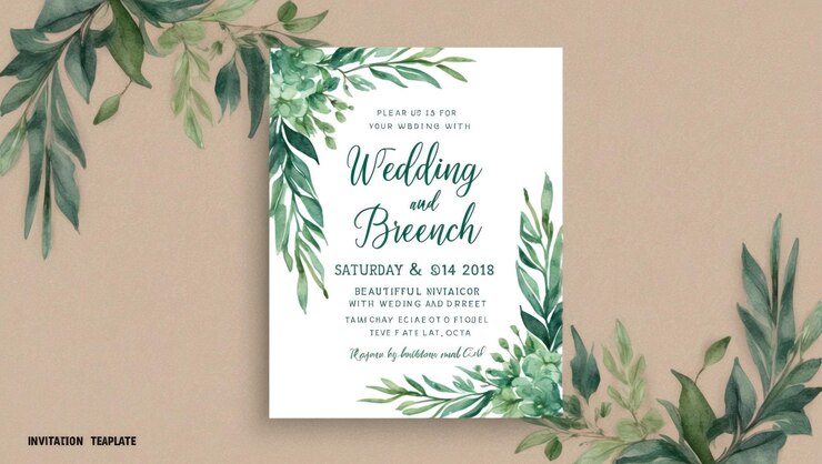 Foto modelo de convite de casamento elegante com desenho de aquarela floral pintado à mão