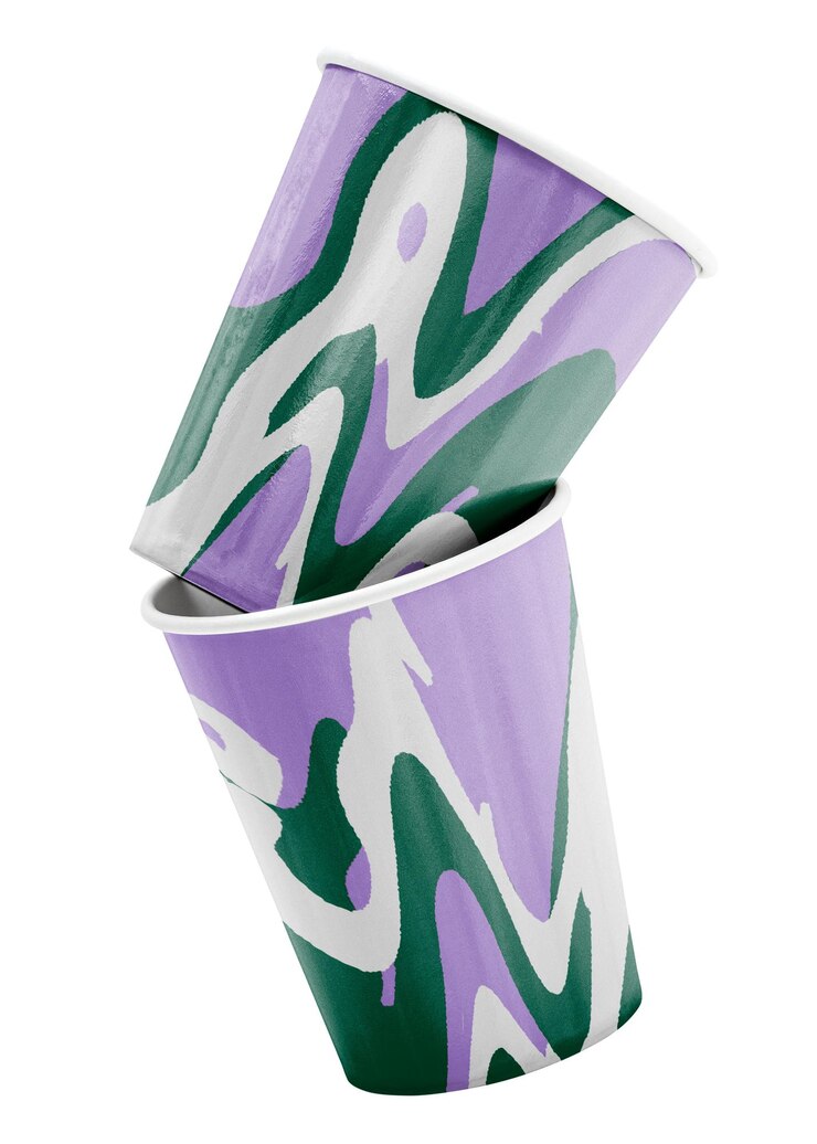 Foto modelo de copo de papel colorido png em design de mármore