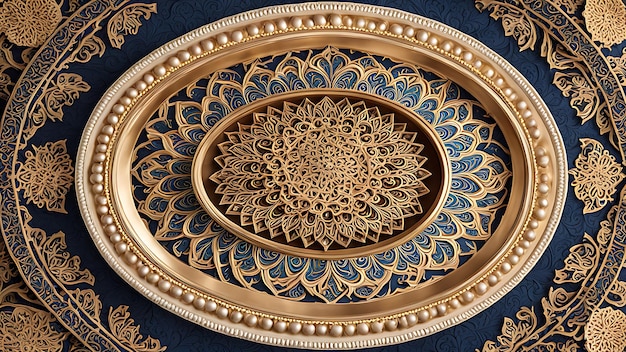 modelo de decoração de teto com quadro decorativo de papel de parede 3D em um fundo elegante de mandala