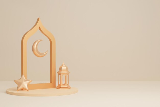 Modelo de decoração simples do ramadã de renderização 3d