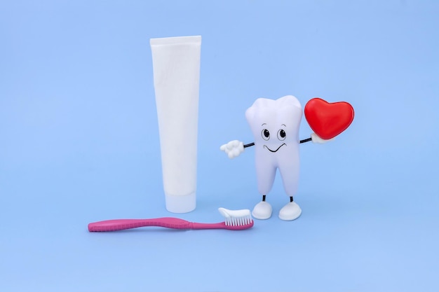 Modelo de desenho de uma escova de pasta de dente e um coração
