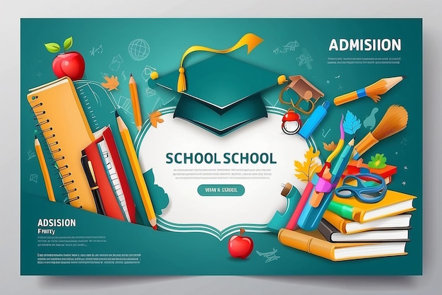 Modelo de design criativo de banner de admissão escolar