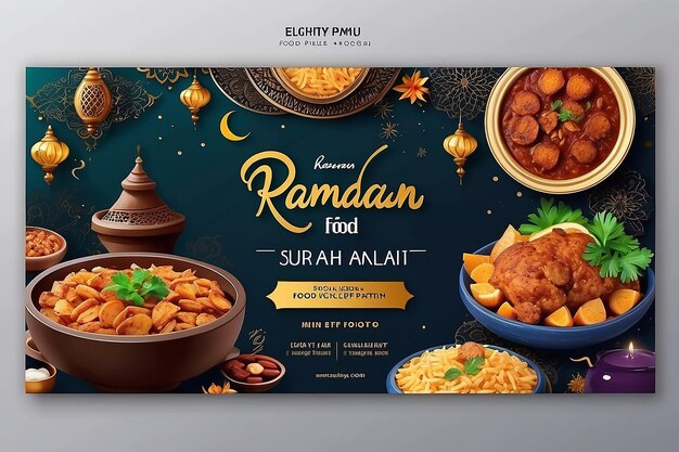 Foto modelo de design de banner de postagem de mídia social de menu especial de comida do ramadan