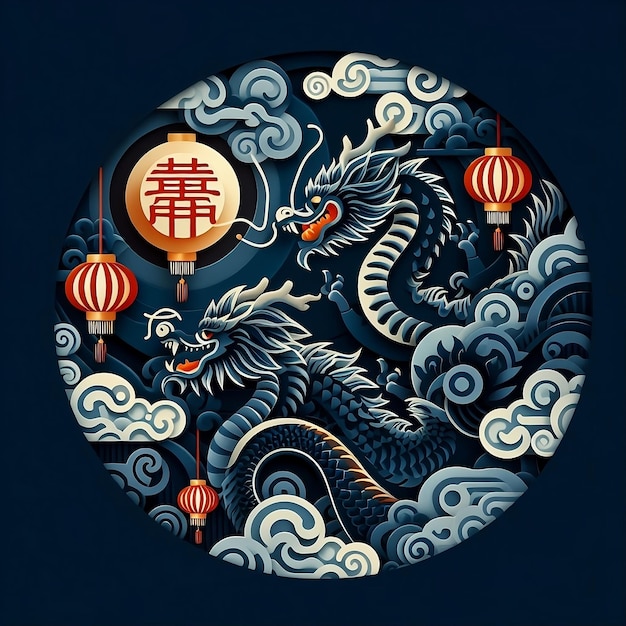Modelo de design de banner do Ano Novo Chinês de 2024