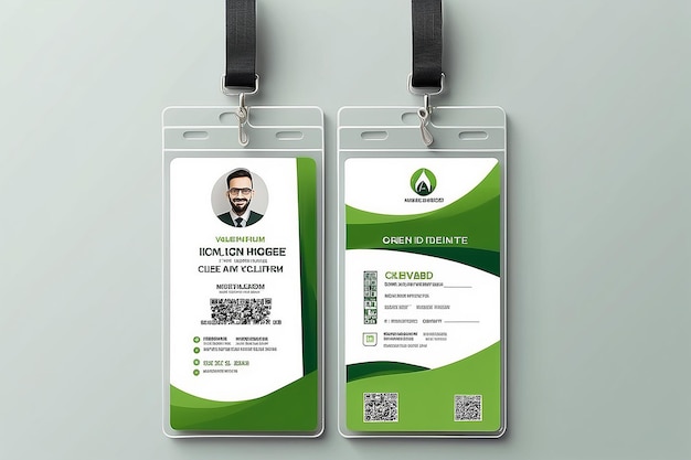 Foto modelo de design de cartão de identificação verde simples e limpo