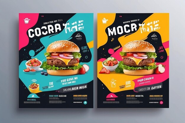 Foto modelo de design de cartaz de mídia social de alimentos com duas cores