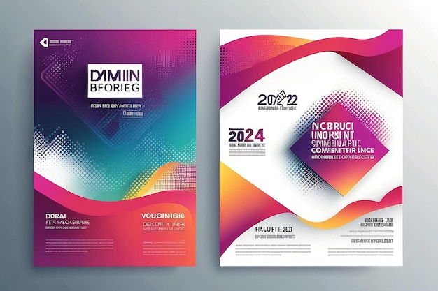 Modelo de design de conferência de negócios moderna abstrato com efeito de meio tom de gradiente Layout dinâmico de panfleto