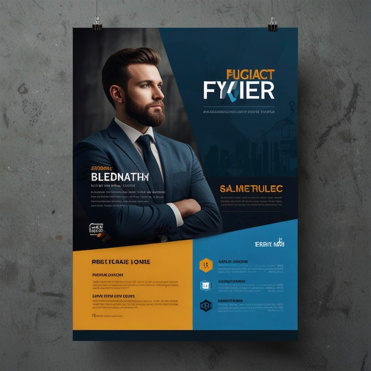 Foto modelo de design de flyer azul moderno grátis