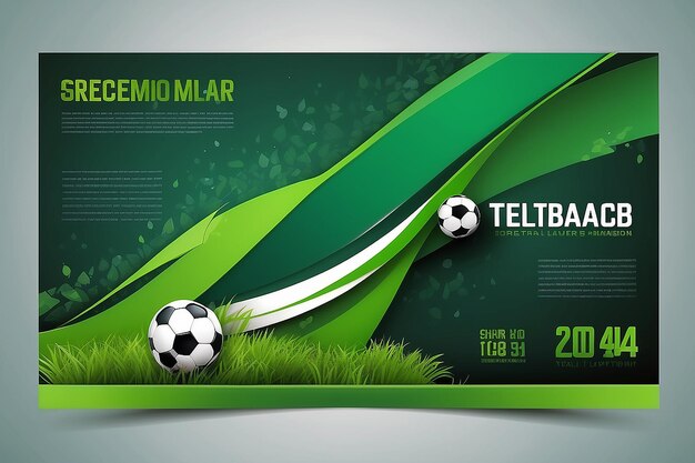 Modelo de design de futebol Banner de futebal Desenho de layout esportivo Tema verde