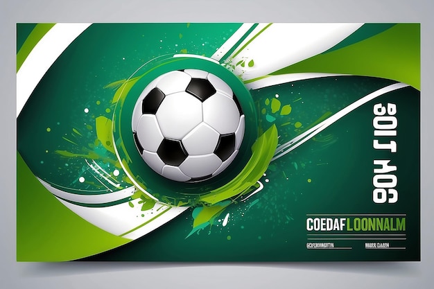 Foto modelo de design de futebol banner de futebal desenho de layout esportivo tema verde