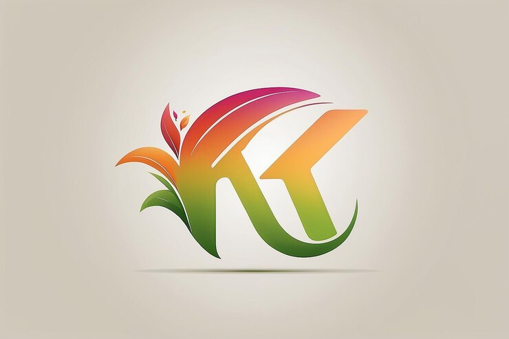 Foto modelo de design de logotipo de letra k com estilo de gradiente natural de marca elegante