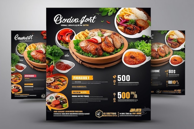 Foto modelo de design de panfletos de alimentos para o seu negócio de restaurante