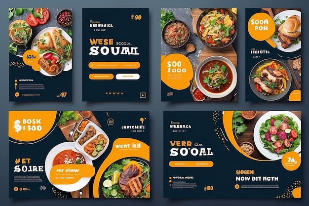 Modelo de design de postagem de mídia social de restaurante
