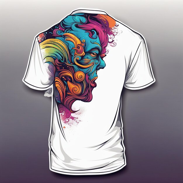 Foto modelo de design de t-shirt com fundo colorido modelo de desenho de t-shirts com fundo de cor