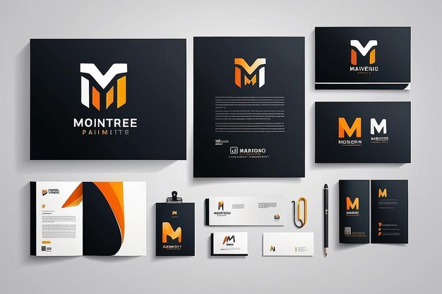 Foto modelo de design vetorial de logotipo corporativo m de identidade de marca