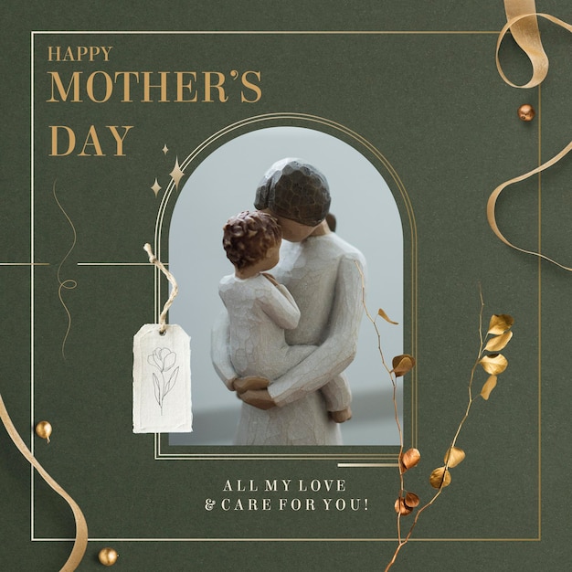 Modelo de dia da mãe feliz 39 verde vetor de design estético