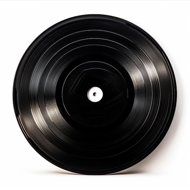 Modelo de disco de vinil preto isolado em fundo branco