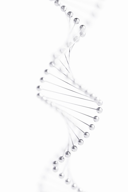 Modelo de DNA isolado na ilustração 3d de fundo branco