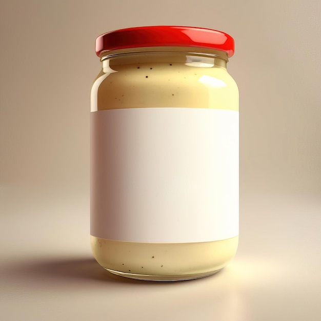 Modelo de embalagem de produto genérico vazio de maionese em frasco de vidro