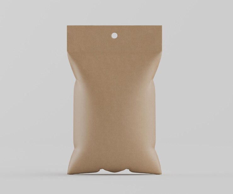 Foto modelo de embalagem em papel beige em branco