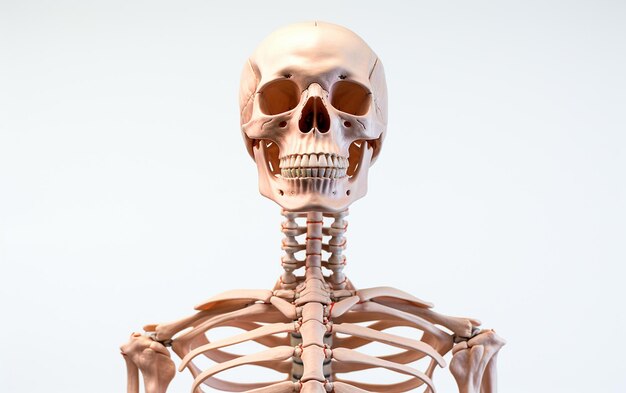 Modelo de esqueleto anatômico em branco em realismo 8K