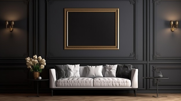 Modelo de estúdio de interior de estilo clássico preto