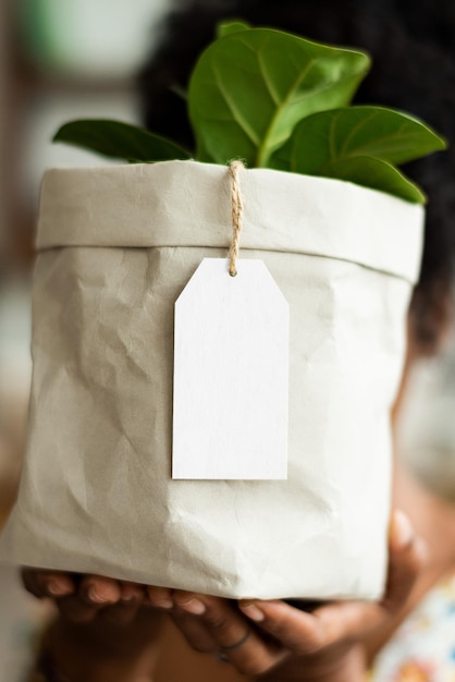 Modelo de etiqueta Png em saco de plantas de casa