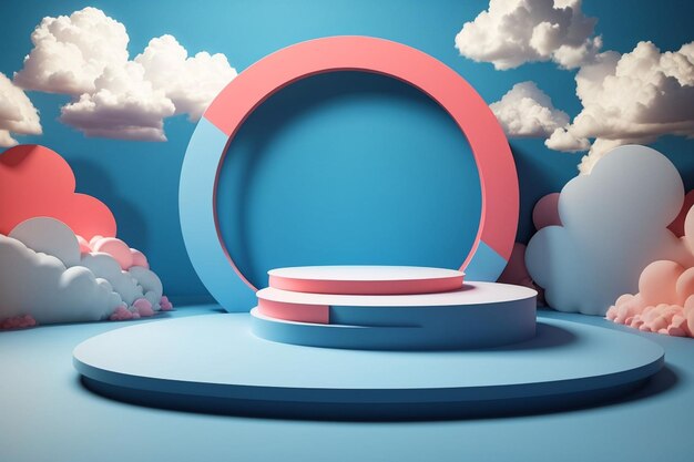 Modelo de exibição realista de círculo e nuvem para exibição de cenas de apresentação de produtos