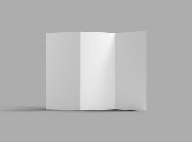 Modelo de folheto A4 triplo em branco para apresentar a sua renderização 3D de design