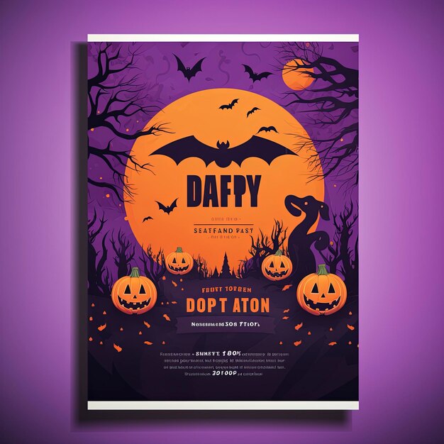 Foto modelo de folheto de festa de halloween em design plano hd