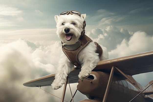 Modelo de foto de cão branco engraçado para criatividade