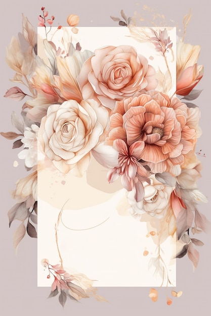 Modelo de fundo de ilustração de decoração floral simples colorido arranjo criativo de natureza e flores Bom para convite de cartão de casamento de banner rascunho saudações de aniversário e elemento de design