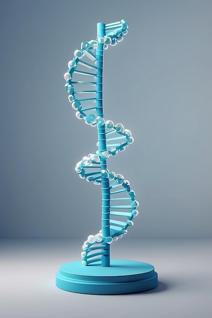 Modelo de hélice de DNA em uma ilustração vetorial de mesa de laboratório em estilo plano