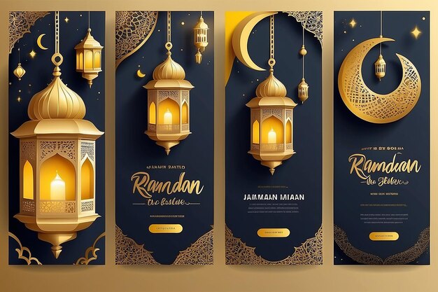 Foto modelo de histórias de mídia social para ramadan grande oferta de venda com lanterna dourada