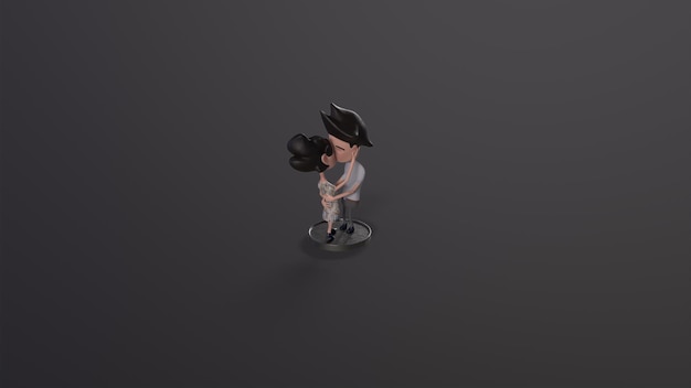 Modelo de Imagem de Fundo de Casal Fofo 3D