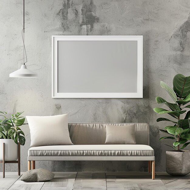 Modelo de interior moderno minimalista com imagens na parede