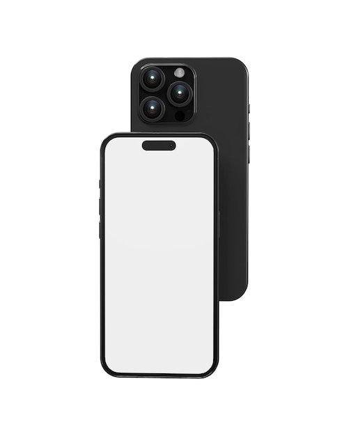 Modelo de Iphone branco em branco isolado em um fundo branco