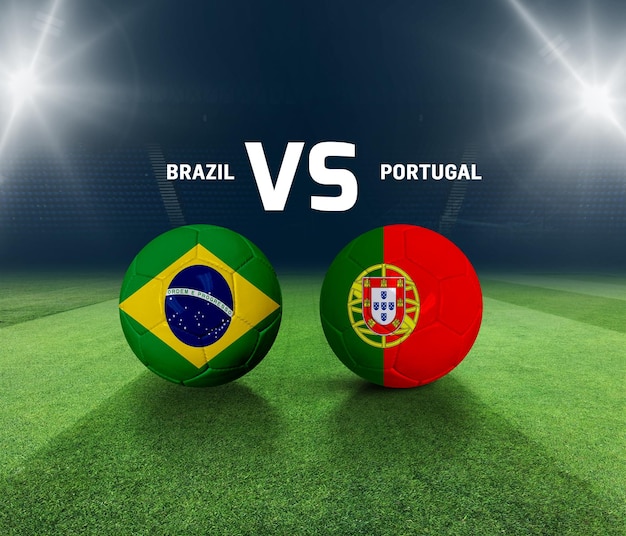 Modelo de jogo de futebol. modelo de dia de jogo brasil vs portugal.