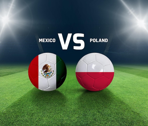 Modelo de jogo de futebol. Modelo de dia de jogo México vs Polônia.