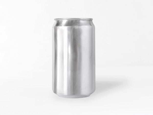 Modelo de lata de refrigerante de bebida energética isolado em cinza claro