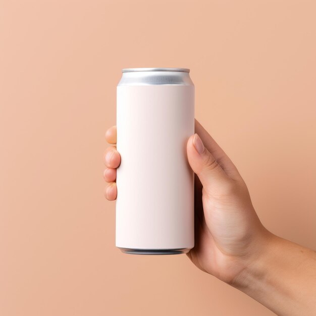 Modelo de lata de refrigerante vazia com fundo rosa