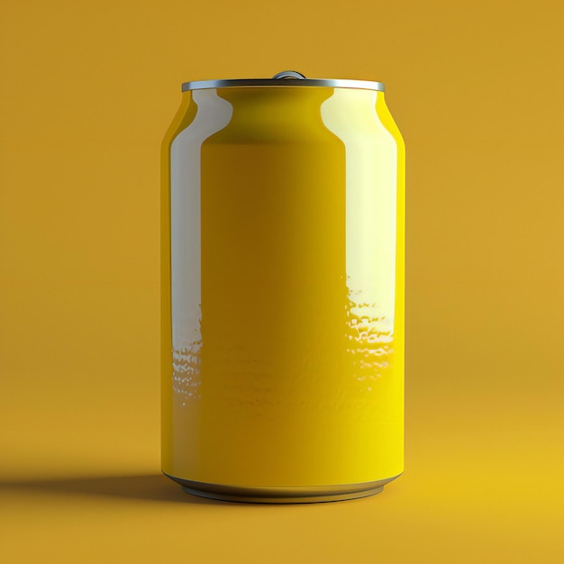 Modelo de lata de suco com design minimalista voador