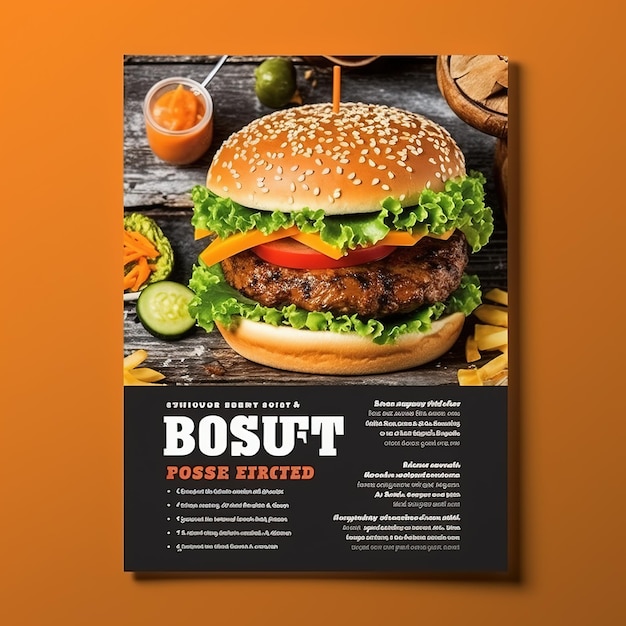 Modelo de layout de design de capa de folheto de panfleto de panfleto de fast food em tamanho a4 gerado por ai