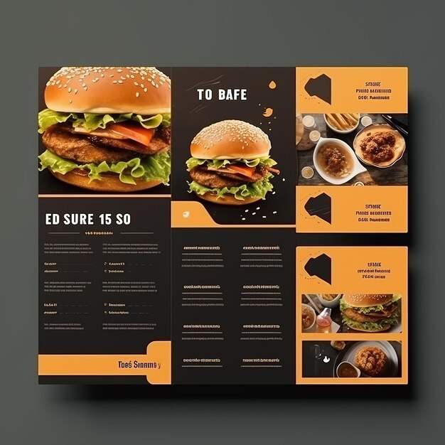 Modelo de layout de design de capa de folheto de panfleto de panfleto de fast food em tamanho A4 gerado por Ai