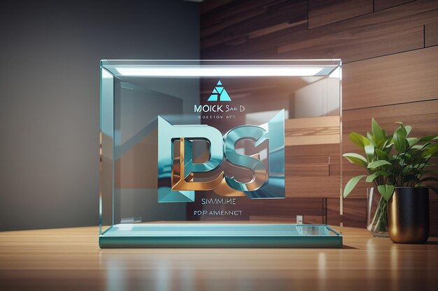 Modelo de logotipo 3D de vidro de escritório PSD