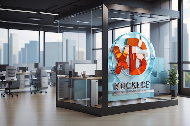 Modelo de logotipo 3D de vidro de escritório PSD