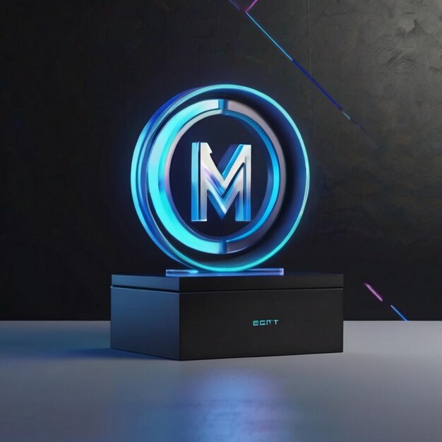 Foto modelo de logotipo de pedestal de holograma 3d futurista com fumaça